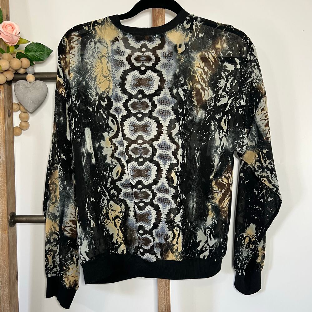Cabi 572 Long Sleeve Sheer Python Chiffon Blouse … - image 5